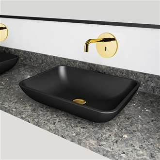 Fontana Vessel Sink and Gold Touchless Motion Sensor Faucet Combo