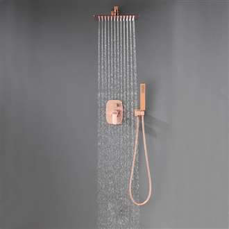 Fontana SâˆšÂ®te Wall Mounted Rose Gold Square Rainfall Shower Head Set