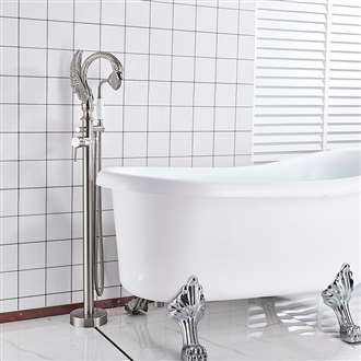 Fontana Deauville Brushed Nickel Finish Swan Shape Bath Tub Faucet with Hand Shower Type B